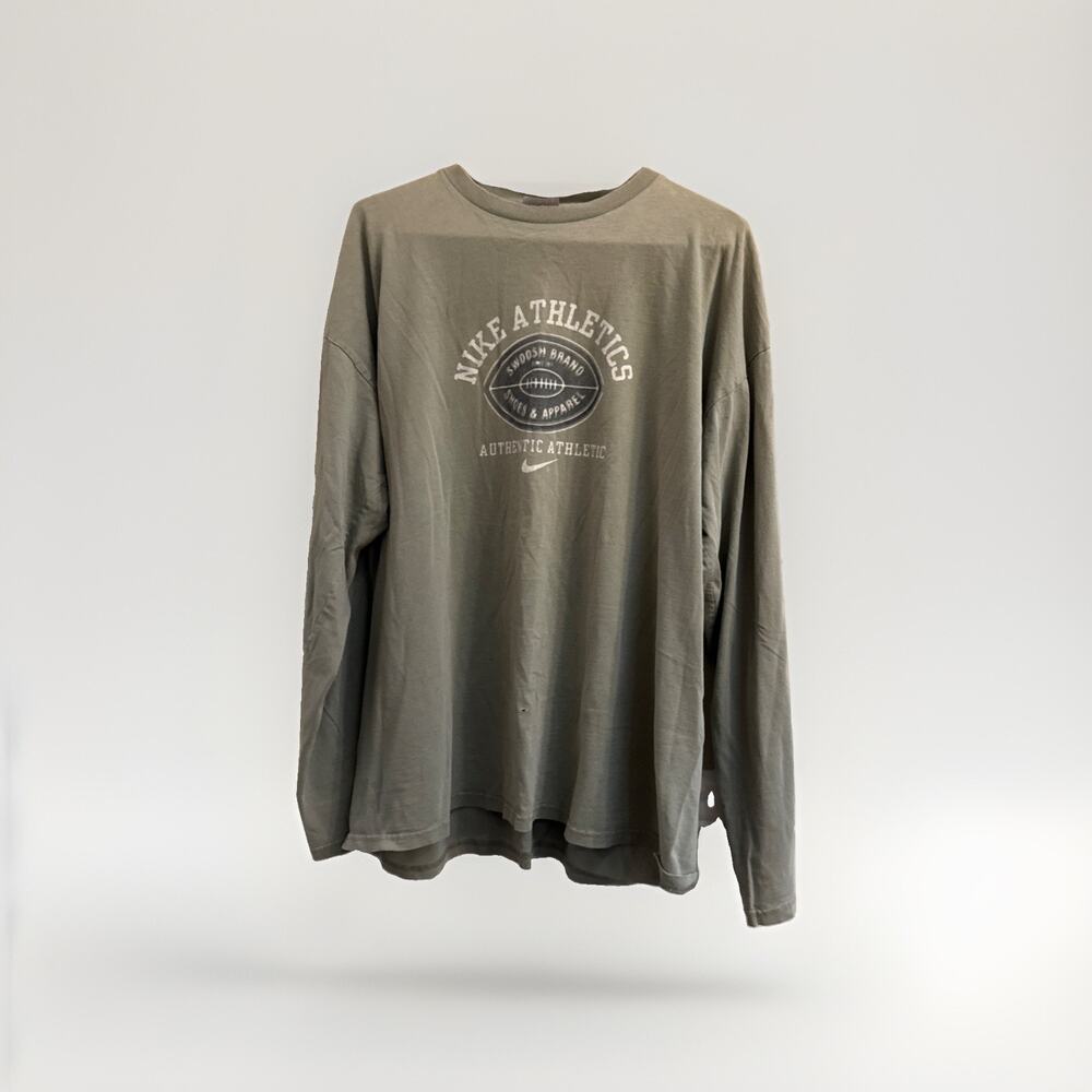 Vintage Y2K 2000s Nike Athletics Swoosh Silver Tag Adult XL Green Long Sleeve